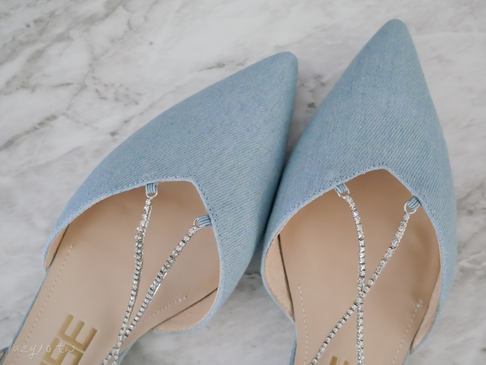 尖頭平底鞋推薦 | MELROSE美樂斯女鞋-輕奢別緻晶鑽鏈條後繫帶尖頭低跟鞋
